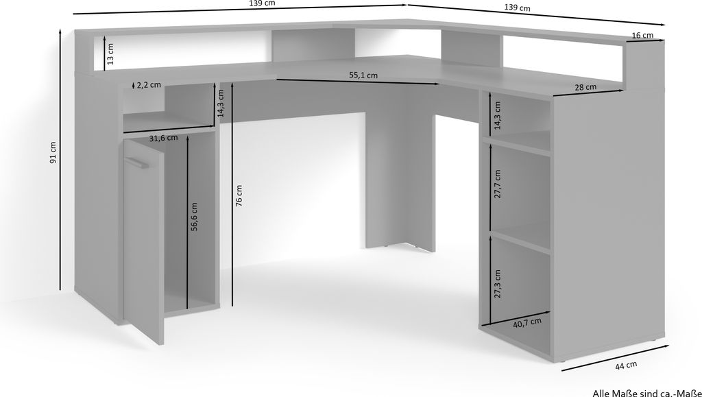 byLIVING Schreibtisch FOX / Gaming-Tisch in Old Wood Optik Produktbild 5