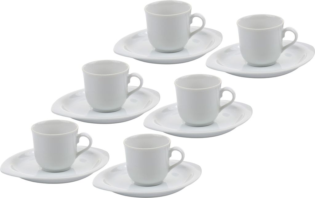 Espressotasse Oval Porzellan weiß  - 6er Set - Mokkatassen Produktbild 