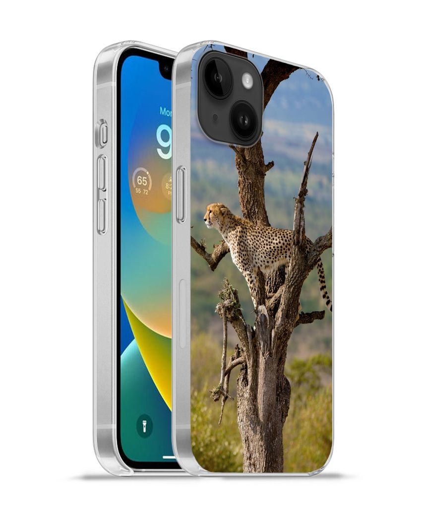 MuchoWow Handyhülle Schutzhülle Hülle für Apple iPhone 14 Plus - Soft case Leopard - Baum - Tier Silikon Softcase Handy Hülle - Abbildung