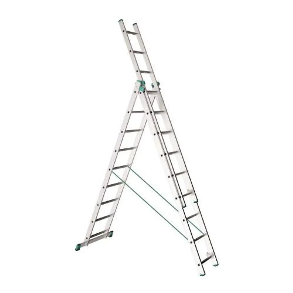 Échelle 3 plans polyvalente aluminium 3x11 marches hauteur 7,11 m