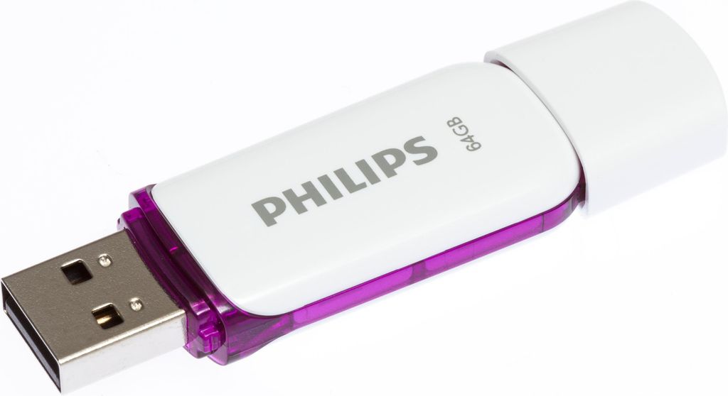 Philips USB-Stick 64GB Drive Snow, USB 2.0, Farbe: Lila Produktbild 