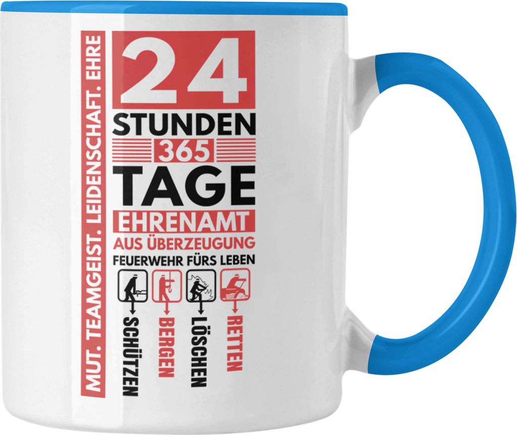 Trendation - Freiwillige Feuerwehr Tasse geschenk Feuerwehrmann (Blau)