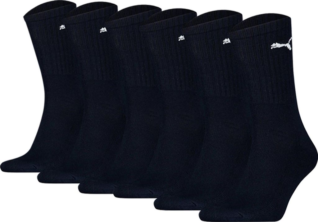 PUMA Uni Sportsocken, 6 Paar - Tennissocken, Crew Sport Socken, einfarbig Blau 43-46