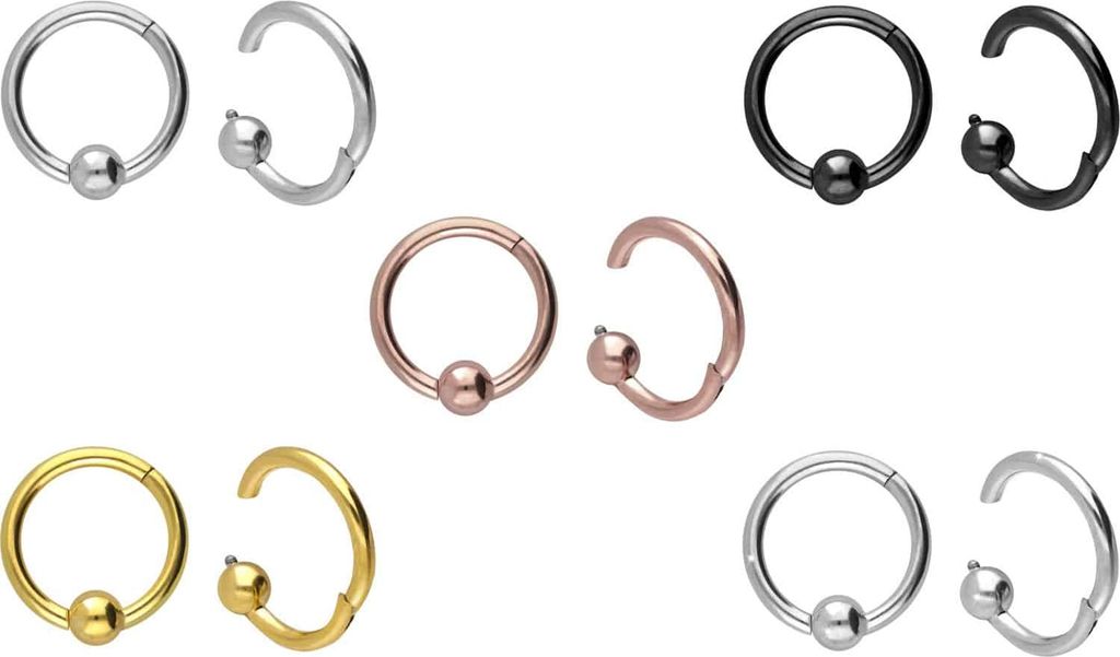 Ohrpiercing, Nasenpiercing, Septum Piercing Titan Segmentring Clicker KUGEL Gold Innendurchmesser: 7 mm