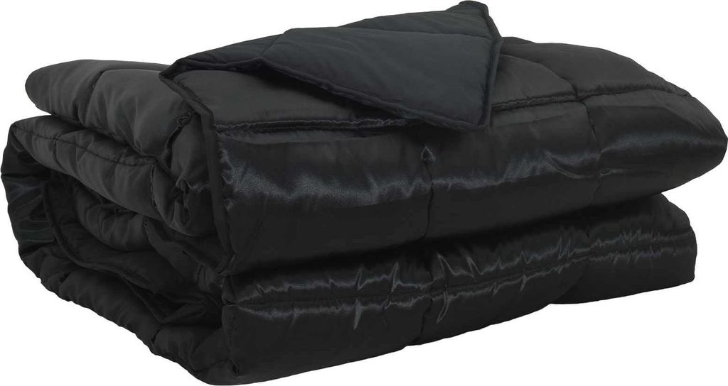 Ganzjahresbettdecke Schwarz 140 x 220 cm Satin und Mikrofaser
