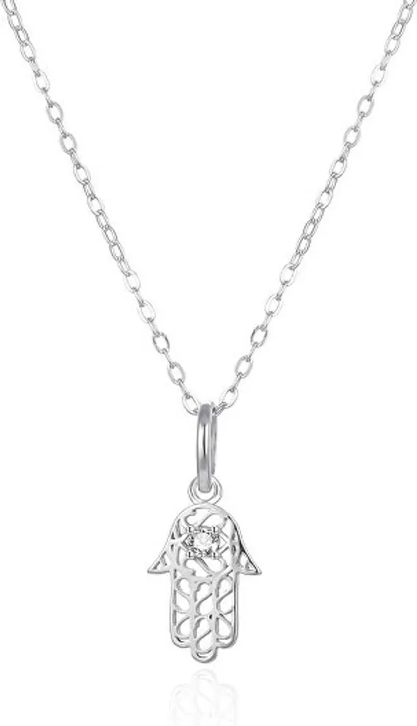 Collier en argent Hamsa Main de Fatima AGT-N012W avec chaîne incluse