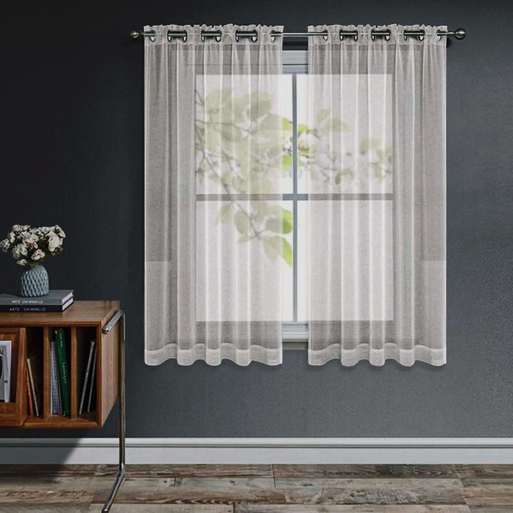 Dünne Vorhangvoile mit eingenähten Ringen Kurz 145x140cm Stoff
