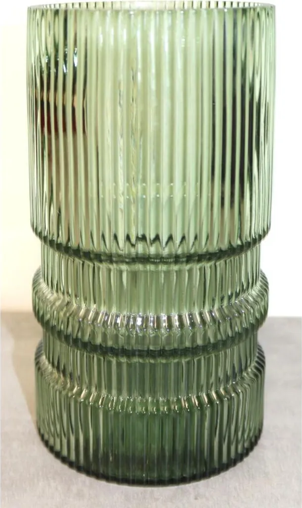 Vase Stable et Large pour Gros Bouquets - Set 6 Pièces Verre Vert