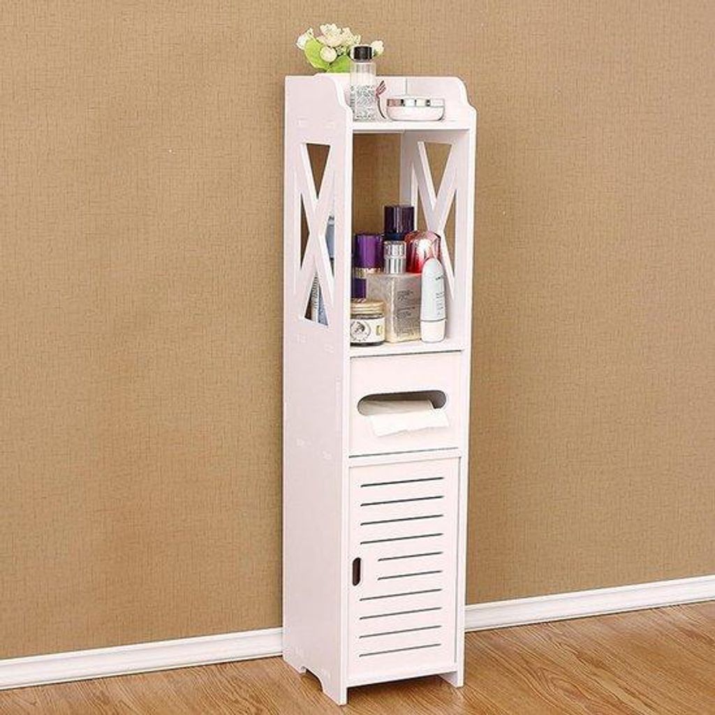 Wandbadkast weiß schmal hoch Toilettenkasten mit WC-Rollenhalter 80 x 20 x 18 cm