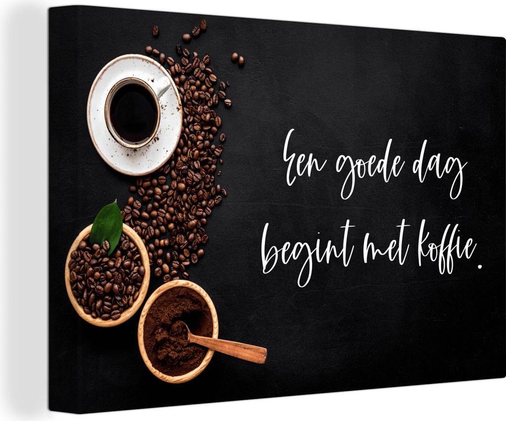 OneMillionCanvasses - Leinwandbilder - 150x100 cm, Sprichwörter - Ein guter Tag beginnt mit Kaffee - Zitate - Kaffee, Wandbilder Kunstdruck Wand...