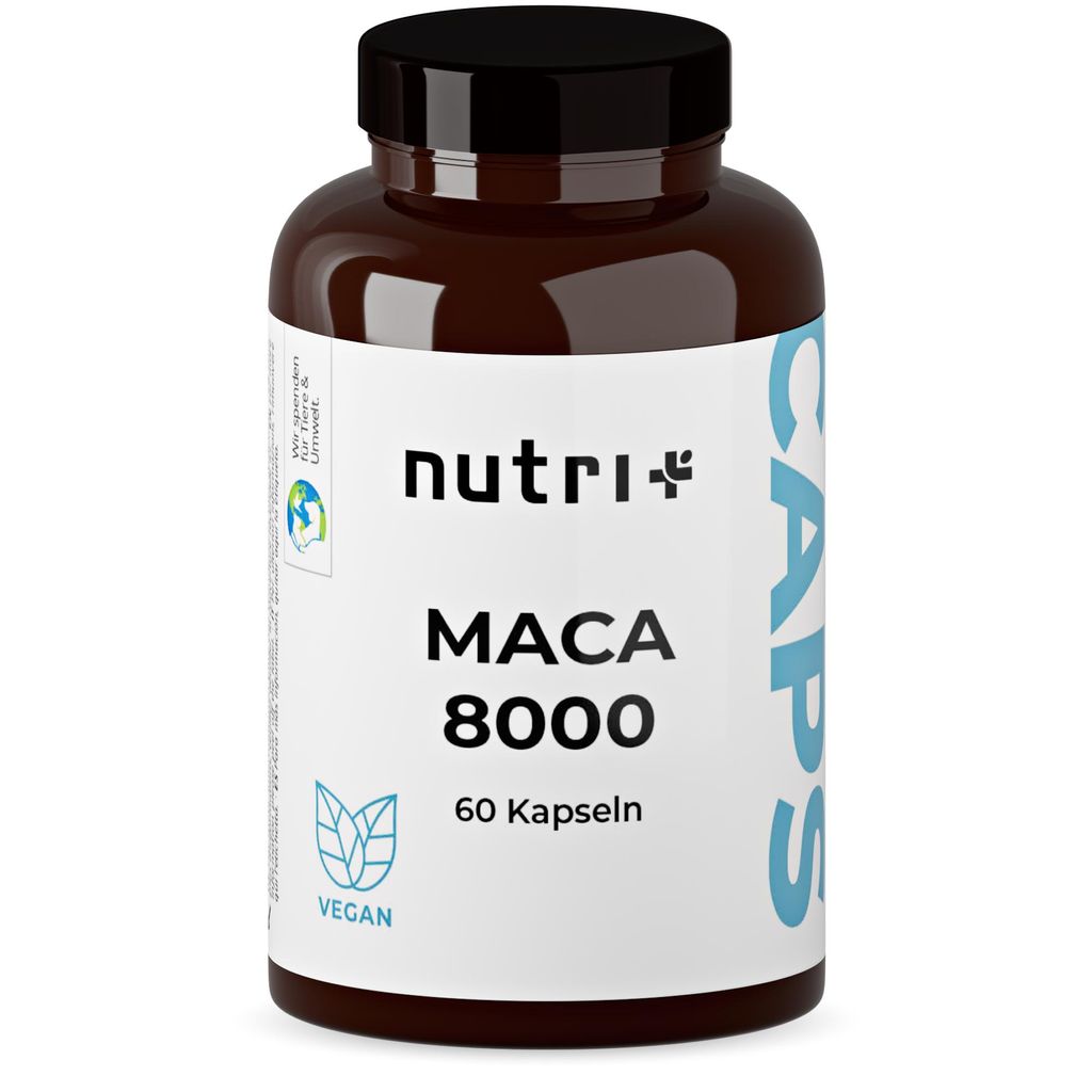 nutri+ Maca 8000 - 60 Kapseln hochdosiert - hochwertiger Maca-Wurzel-Extrakt