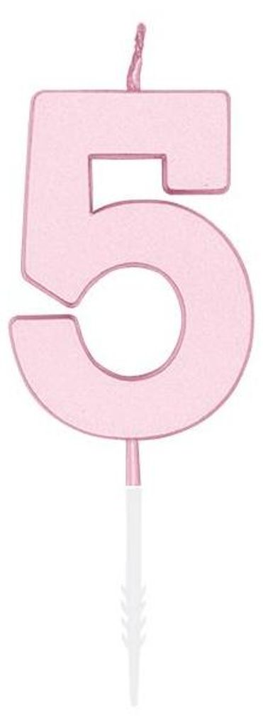 Zahlenkerze Kuchenkerze 4,5cm rosa 5