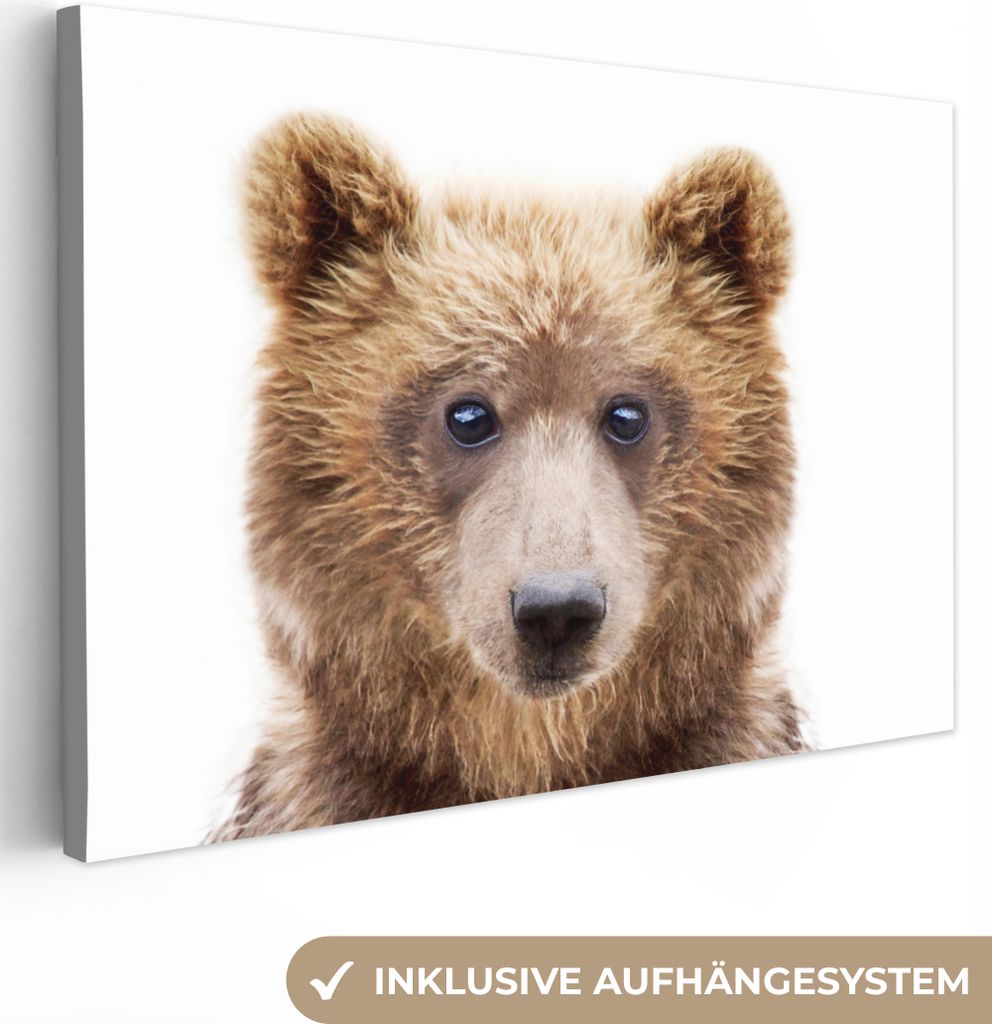 OneMillionCanvasses - Leinwandbilder - 140x90 cm, Bär - Braun - Tiere - Natur, Wandbilder Kunstdruck Wanddekoration - Foto auf Leinwand - Gemäl...