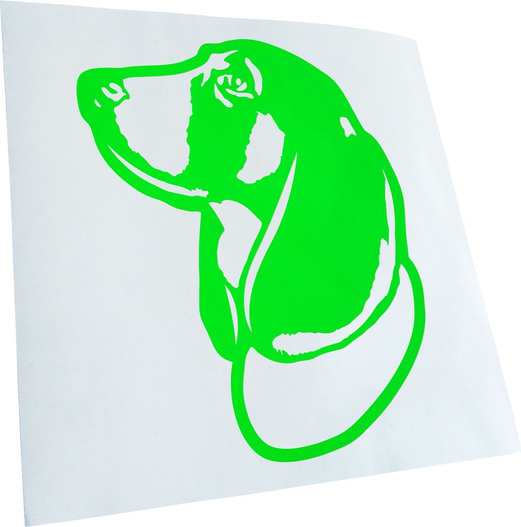 Kiwistar - Autoaufkleber - Baset Hound Hund - Neongrün - 30x23cm - Aufkleber für Auto, Laptop, Fahrrad, LKW, Motorrad mehrfarbig JDM Decal Racing