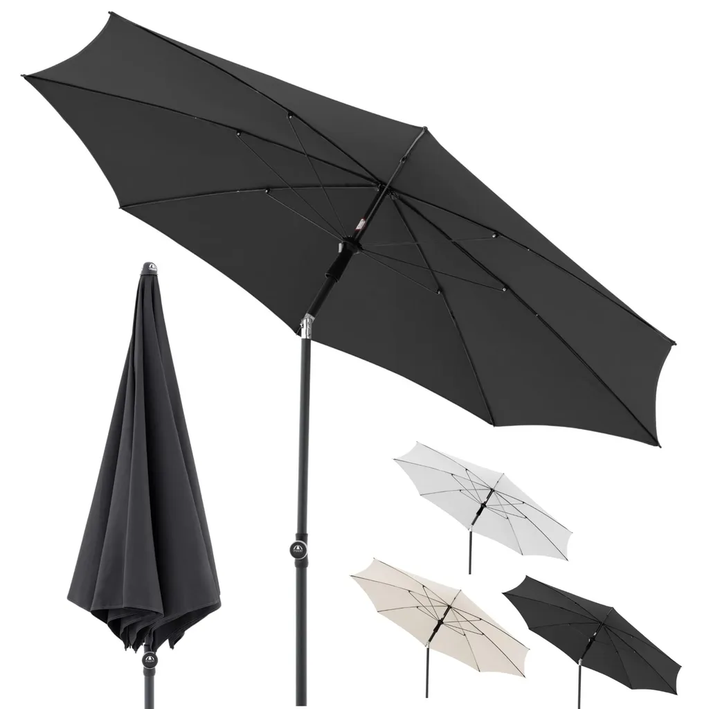 Parasol de jardin Rethink 200 cm gris foncé en polyester recyclé