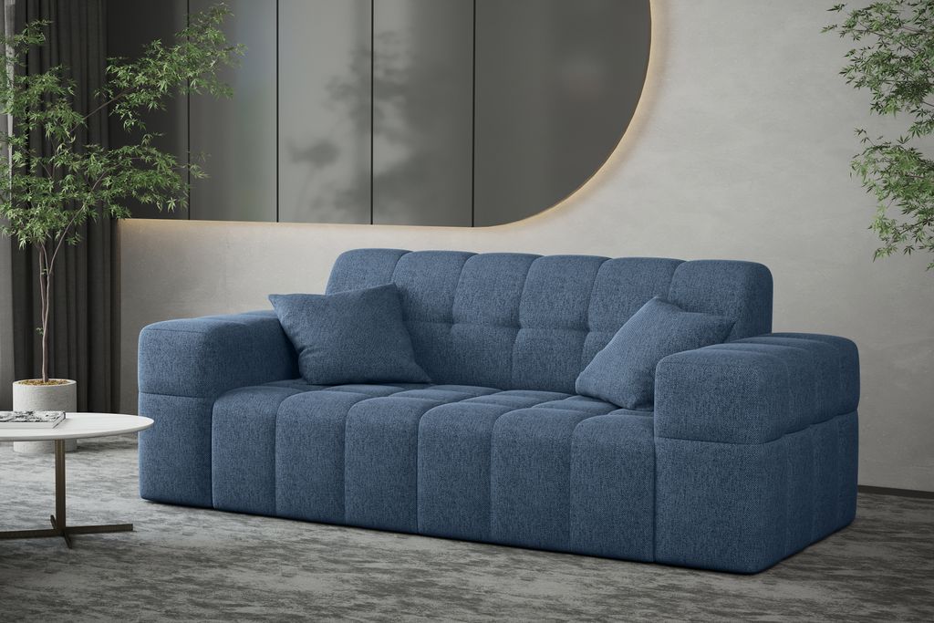 Kaiser Möbel Sofa 2 sitzer Couch NIMES stilvol Stoff VERITA Marineblau