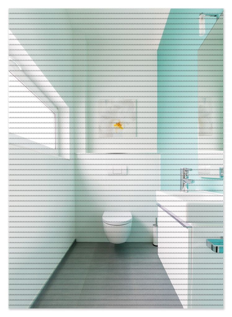 Wallario Duschmatte Antirutschmatte Badmatte Fußmatte Badezimmer Gästetoilette Innenansicht - WC und Waschbecken, Größe ca. 70 x 50 cm