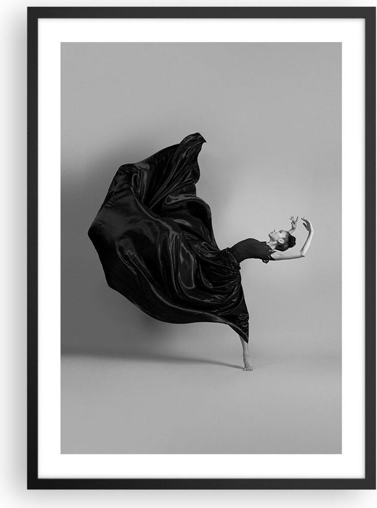 Gerahmtes Poster - Schwarzer Rahmen - Tanz Schwarz Kleid - 50x70 cm - Wand Bild - Wanddeko - Wandbilder - Kunstposter - Wandposter - Bilderrahmen -...