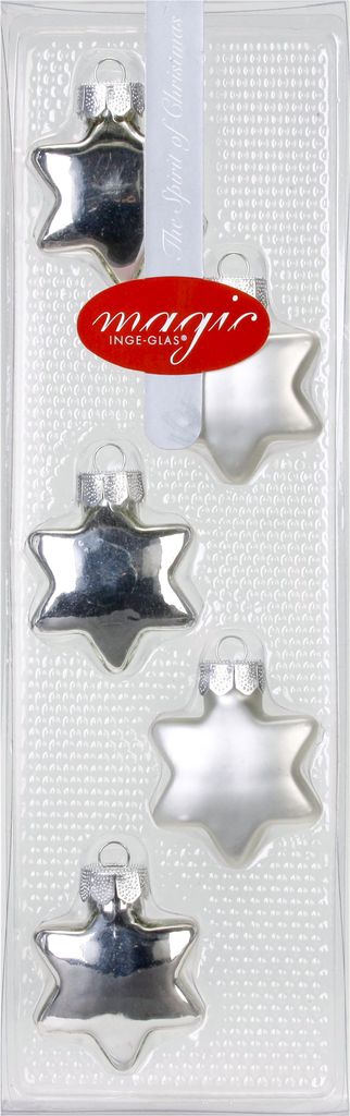 Christbaumschmuck Sterne Glas 4cm, 5 Stück, Farbe:Noble Rose ( hell rosa porzelanweiß )
