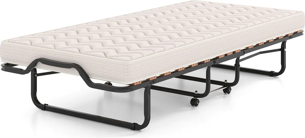 Lit d'appoint stable 120kg, matelas mémoire de forme et cadre pliant