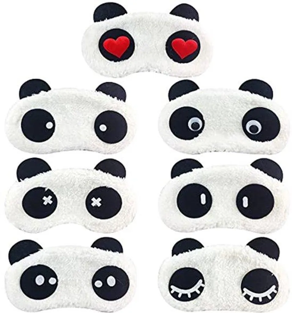 Masque de Nuit Panda Rigolo pour Fille - Lot de 7 Cache-Yeux de Voyage