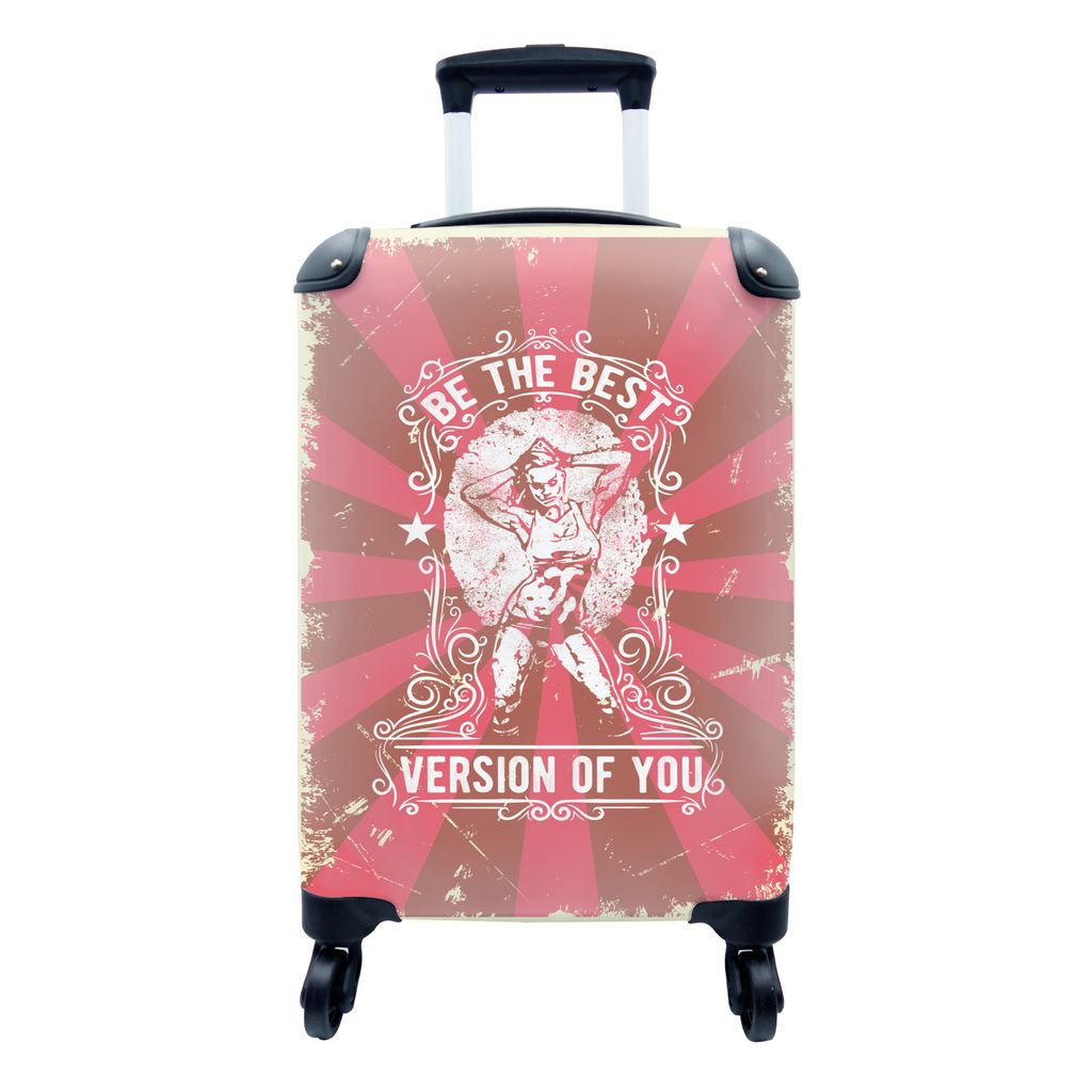 MuchoWow Koffer Handgepäck Trolley Rollkoffer Kleine Reisekoffer mit 4 Rollen - Jahrgang - Frauen - Sport - Cabin Size < 55x40x23 cm & 55x40x20 ...