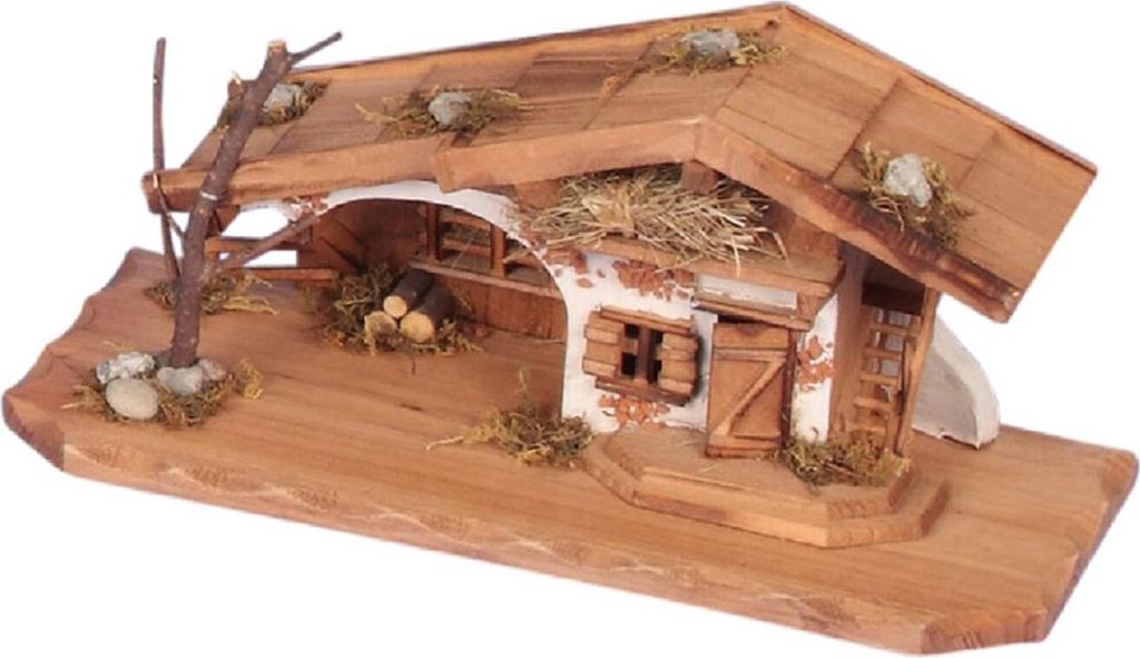 Krippe schönes Holzhaus 30cm x 13cm Modellhaus Produktbild 5