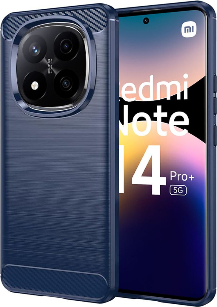 Techsuit Carbon Silicone Back Cover Hülle für Xiaomi Redmi Note 14 Pro Plus - Blau