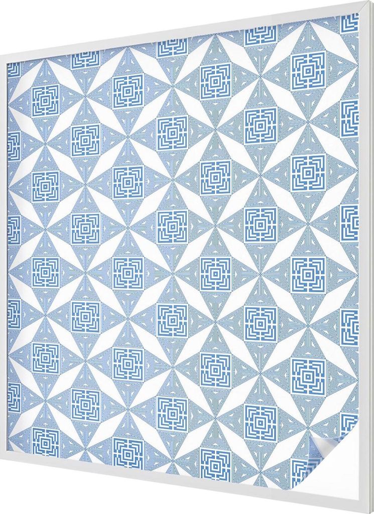 Buntglas Fensterfolie – 116x100 cm – Stained-Glass Design – blickdichte dekorative Sichtschutzfolie – selbstklebend, UV-Schutz – Geometri...