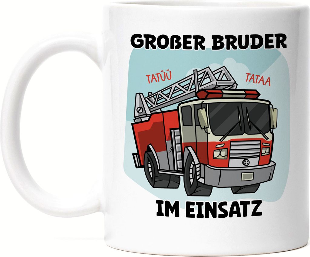 Großer Bruder Tasse Weiß Feuerwehrmann Feuerwehr Beschützer Retter Geschwister Liebe Familie Geborgenheit