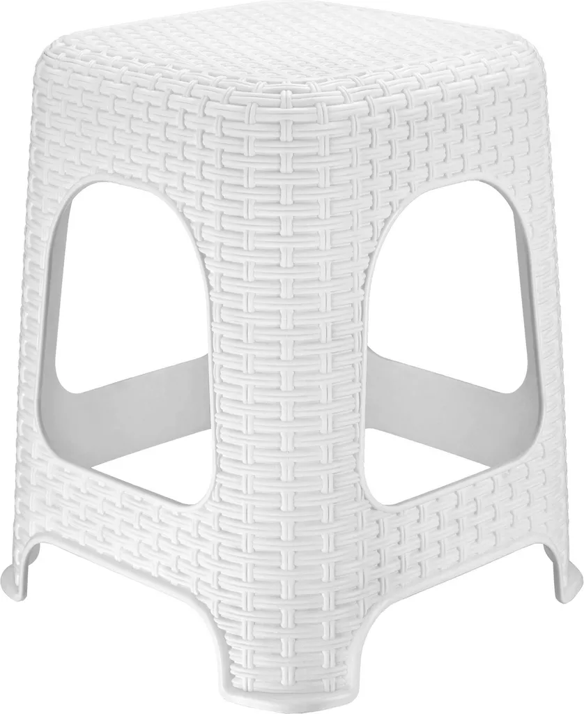 Tabouret de Jardin Robuste Charge 120kg Pieds Antidérapants Blanc 45cm