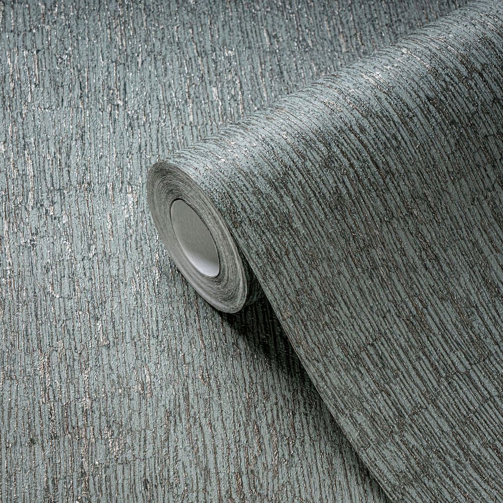 Stein Optik-Tapete Mintgrün Silber – Struktur Vlies Tapete glänzend modern livingwalls (KG-174777)