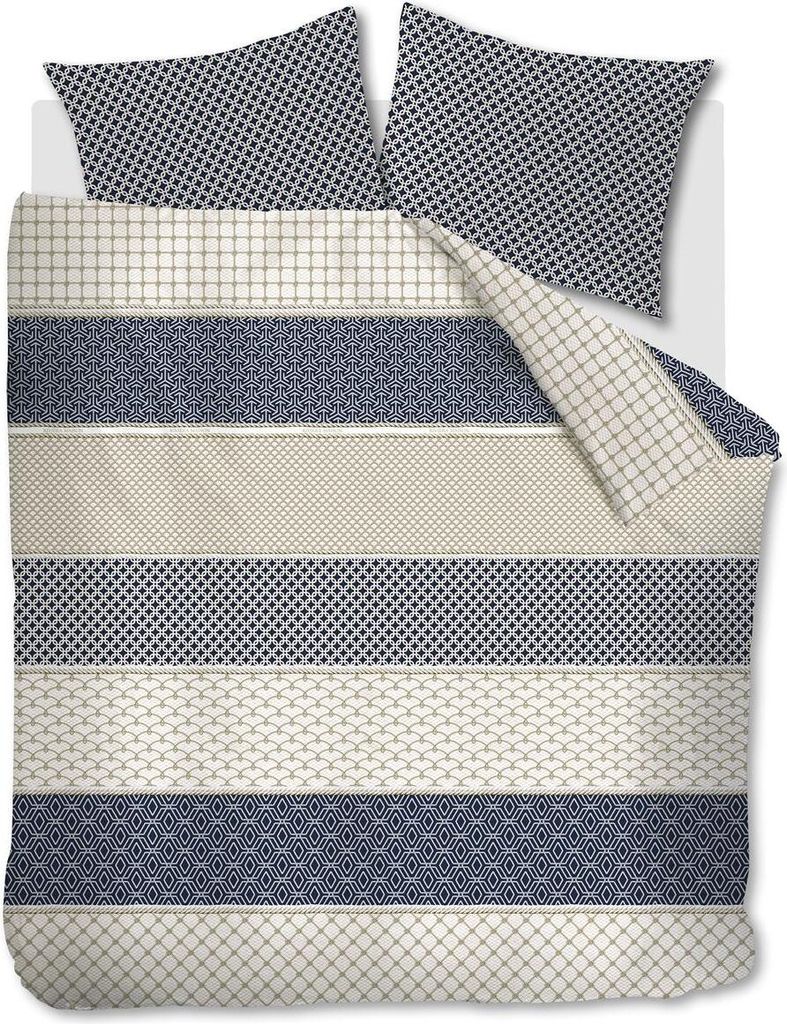 Rivièra Maison Baumwoll- Bettwäsche-Garnitur Ropes Farbe Marineblau Größe 200x200+2x80x80