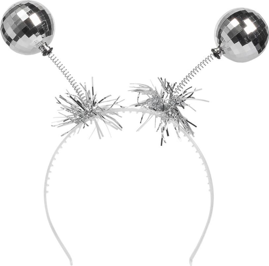 Boland Diadem mit 2 glitzernden silbernen Diskokugeln für Produktbild 