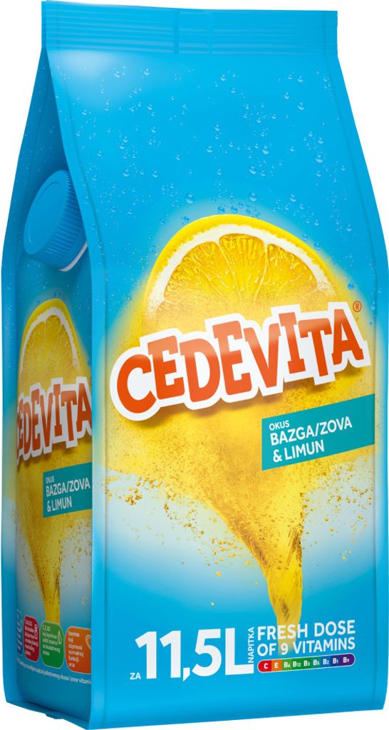 Cedevita Zitrone Holunder (limun bazga) 9 Vitamine, Instant Pulver Vitamin Getränke Mix 900g, macht 11,5 L Saft alkoholfreie