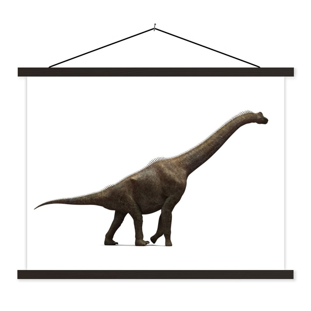 MuchoWow Textilposter Dinosaurier - Weiß - Groß 150x113 cm mit schwarzem Rahmen - Wohnzimmer
