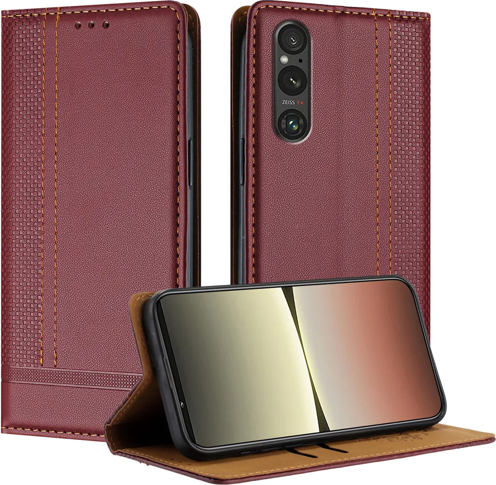 Sony Xperia 1 V Custodia Pelle Rosso Scuro - Proteggi il tuo Sony