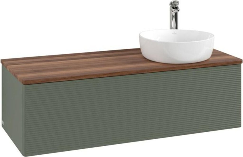 V&B Waschtischunterschrank mit Frontstruktur, mit Beleuchtung Antao 120x36x50cm, HL, WBP w wa, le gre. m Lac