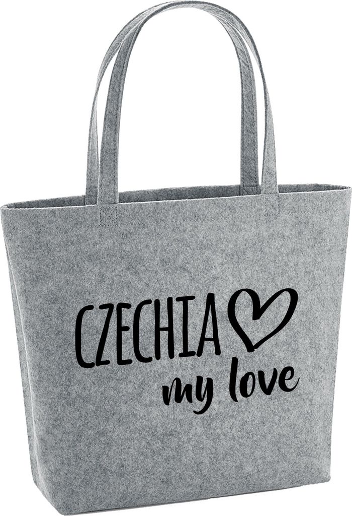 Huuraa Filzshopper Czechia my love 22 Liter Grey Melange Filztasche Geschenkidee