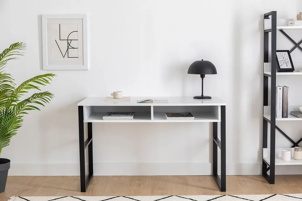 Bureau Blanc Misto 120cm - Structure Robuste et Grande Surface de Travail - 2