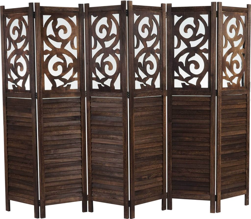 Paravent Istanbul, Raumteiler Trennwand Sichtschutz, Ornamente - 170x240cm, braun