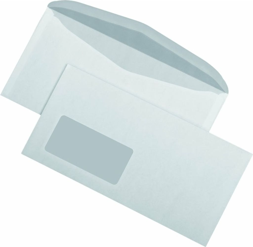 Kompaktbriefumschläge mit Fenster gummiert weiß VE=1000 Stück.