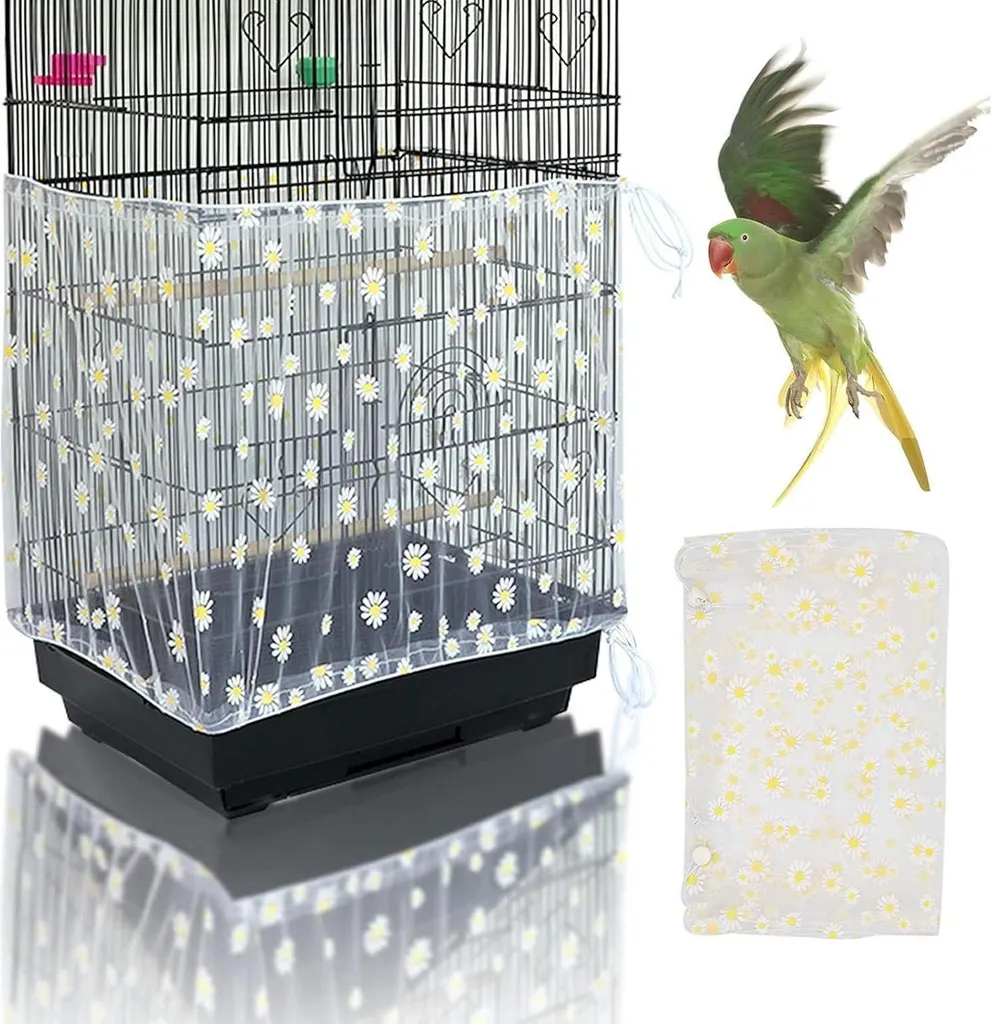 Protection de cage à oiseaux réglable pour stopper les débris salissants