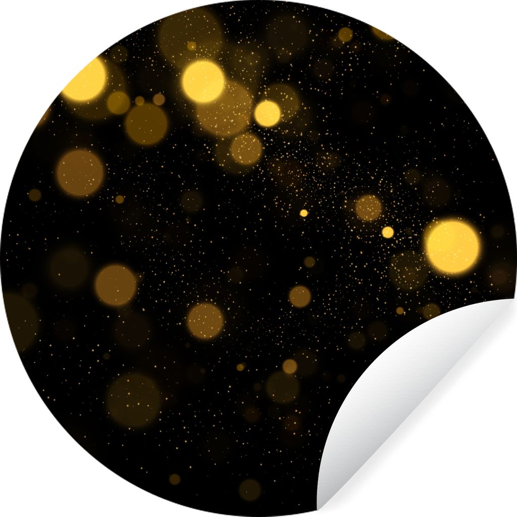 MuchoWow Runde Wandtattoo - Wandsticker Tapete Aufkleber Gold - Abstrakt - Luxus - Schwarz Ø 100 cm Selbstklebend und Repositionierbar - Wandauf...