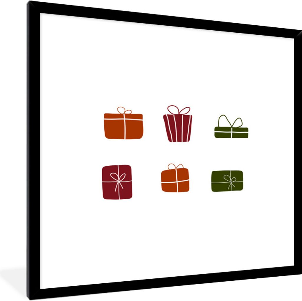 MuchoWow Gerahmtes Poster Weihnachten - Geschenk - Design 40x40 cm - Poster mit Schwarzem Bilderrahmen Wandposter Rahmen Foto Bilder - Mit Rahmen...