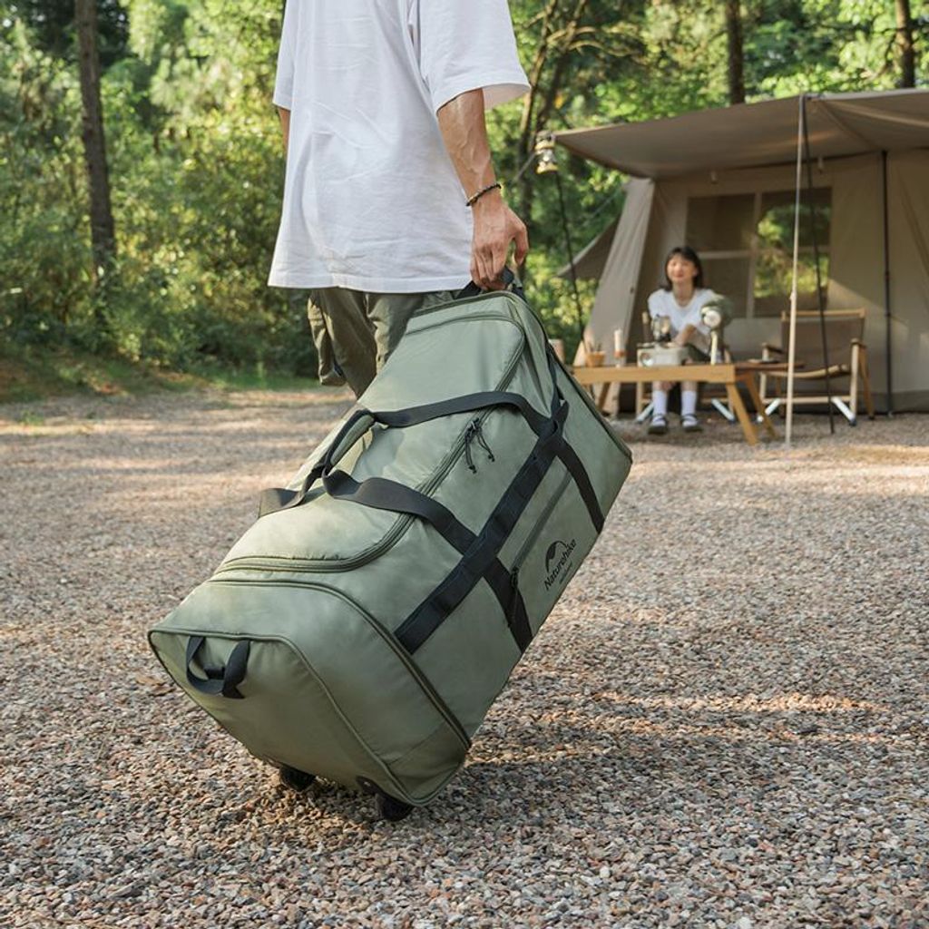 Naturehike XS03 Faltbare Trolleytasche – 88L – Mit Rollen – Grün