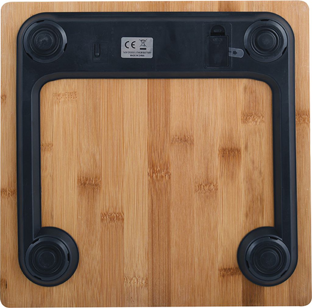 MSV Digitale Personenwaage Körperwaage Waage Gewichtswaage aus Sicherheitsglas, Slim Design, "Bambus"