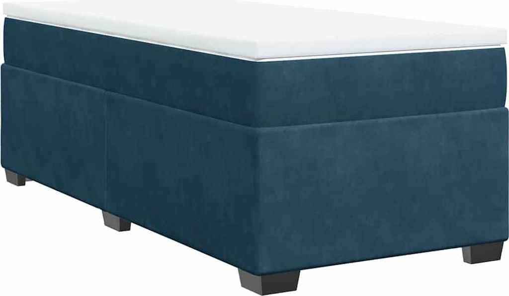 vidaXL Boxspringbett mit Matratze Dunkelblau 90x190 cm Samt Produktbild 