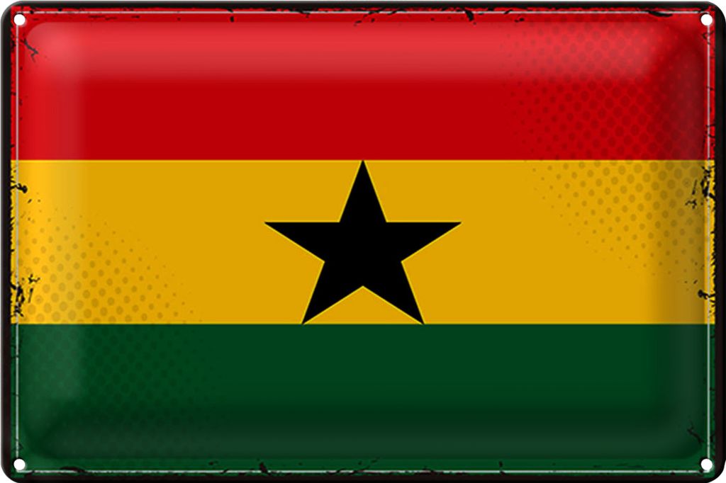 Blechschild Flagge Ghana 40x30cm Retro Flag of Ghana