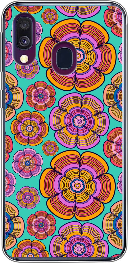 MuchoWow Handyhülle Schutzhülle Hülle für Telefoonhoesje Samsung Galaxy A40 Design - Flower Power - Farben Silikon Softcase Handy Hülle - Ha...